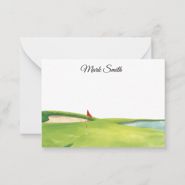 Golf Course with your name Note Card (Front)