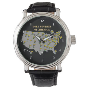 Golf Courses Of America Map Wrist Watch
