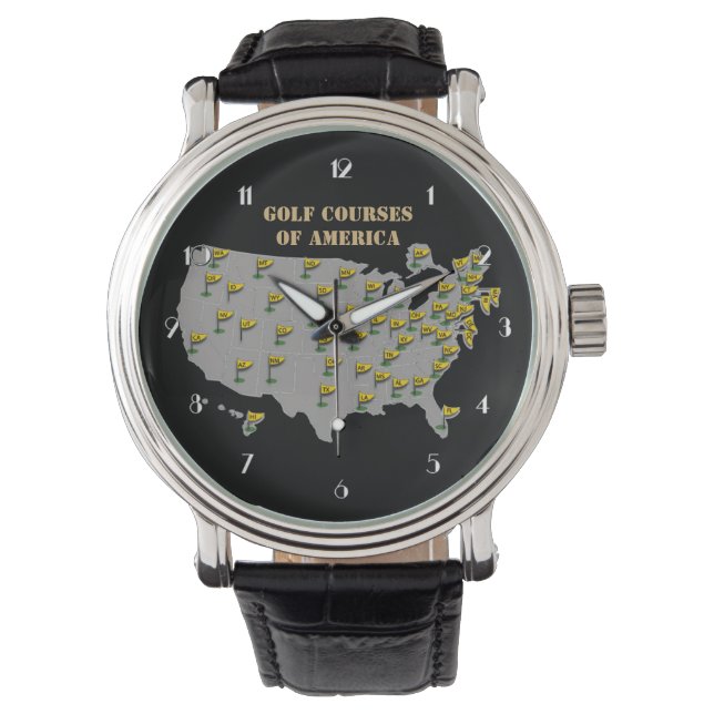 Golf Courses Of America Map Wrist Watch (Front)