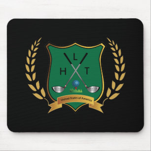 GOLF Crest with Laurel Wreath and Monogram Mouse Pad