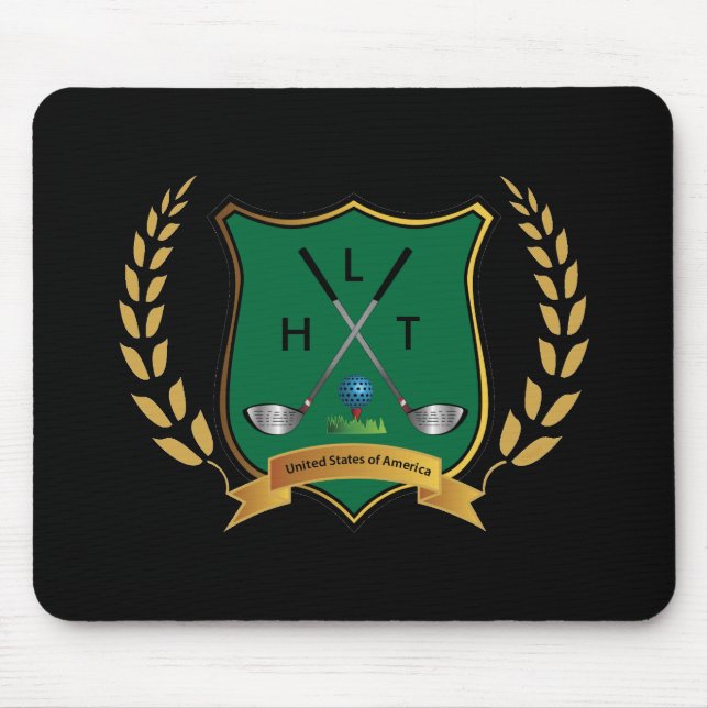GOLF Crest with Laurel Wreath and Monogram Mouse Pad (Front)