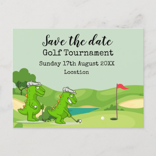 Golf  Crocodile on golf course funny party  Invitation Postcard