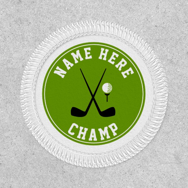 Golf crossed clubs and ball green champ patch (Front)