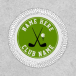 Golf crossed clubs, ball and name green patch