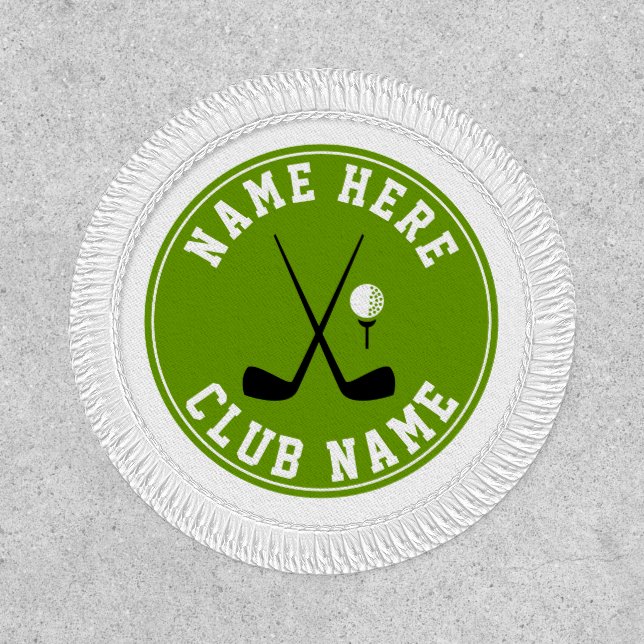 Golf crossed clubs, ball and name green patch (Front)