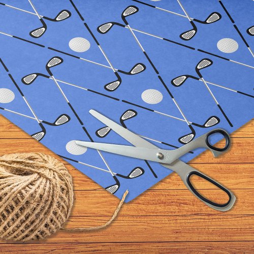 Golf crossed clubs pattern blue tissue paper
