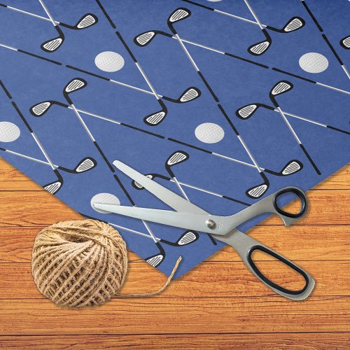 Golf crossed clubs pattern deep blue tissue paper
