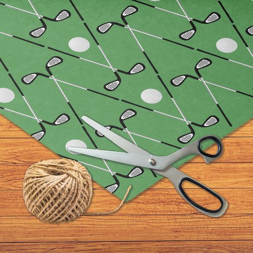 Golf crossed clubs pattern green tissue paper