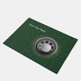 Golf Cup, Ball & Grass PERSONALIZE Doormat