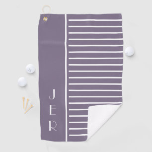 Golf Custom Initials Purple Modern Stripes Cool Golf Towel