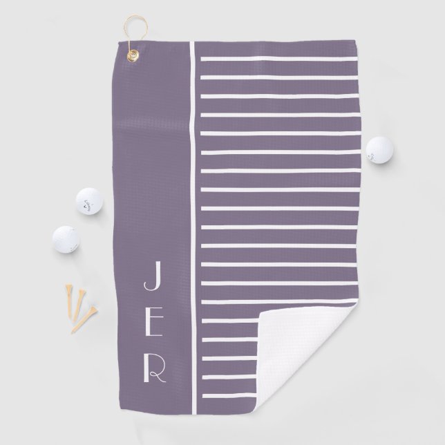 Golf Custom Initials |  Purple Modern Stripes Cool Towel (InSitu)