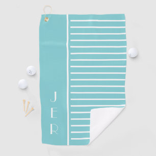 Golf Custom Initials Teal White Modern Stripes Towel