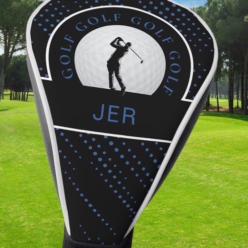 Golf Custom Male Golfer Silhouette Black Blue Golf Head Cover