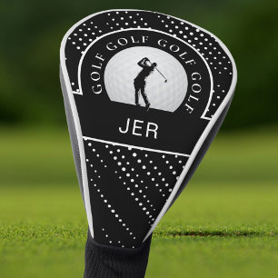 Golf Custom Male Golfer Silhouette Black & White Head Cover