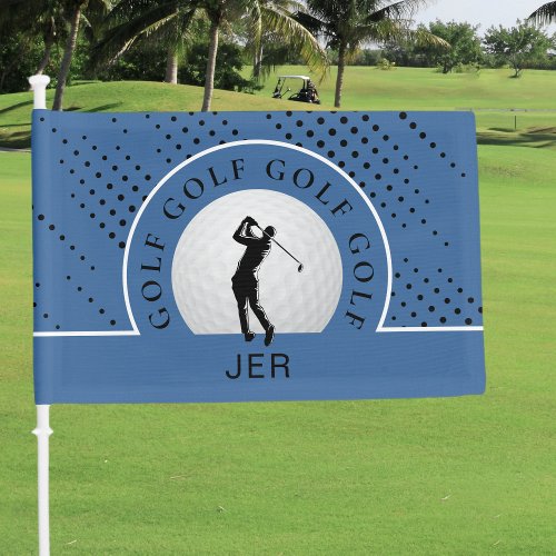 Golf Custom Male Golfer Silhouette Blue Black Car Flag