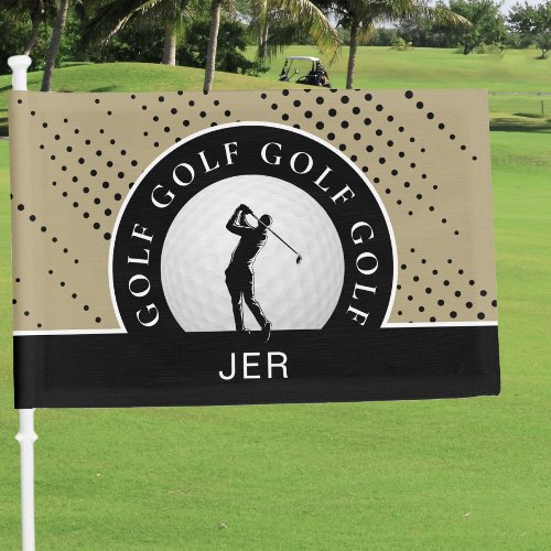 Golf Custom Male Golfer Silhouette Gold Black Car Flag