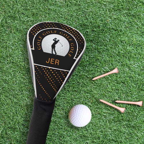 Golf Custom Male Golfer Simple Modern Black Orange Golf Head Cover