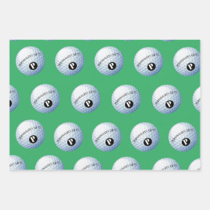 Golf Custom Monogram Name Wrapping Paper Sheet