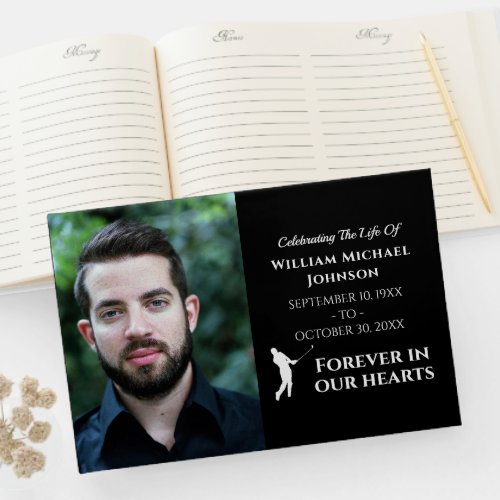 Golf Custom Photo Forever In Our Hearts Memorial Guest Book