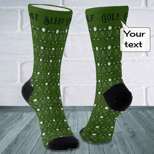 Golf custom text pattern green socks