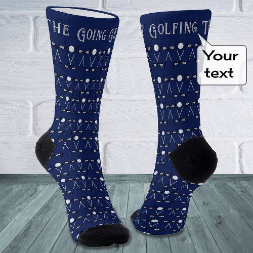 Golf custom text pattern navy socks