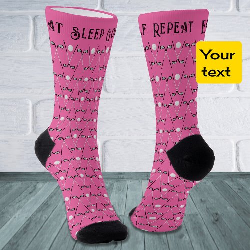 Golf custom text pattern pink socks