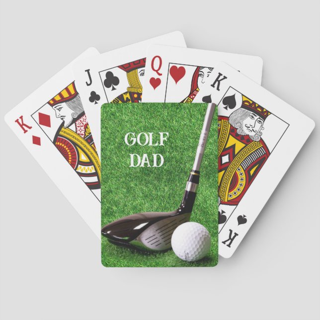 Golf Dad - Driver and Ball on Grass personalize Poker Cards (Back)