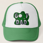 Golf Dad, Green and Ball Text Design Trucker Hat