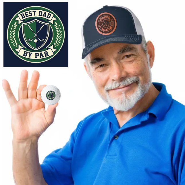 Golf Dad Logo Leather Patch Hat (Best Dad by Par trucker hat with golf logo style design. A fun gift for golf loving dads.)