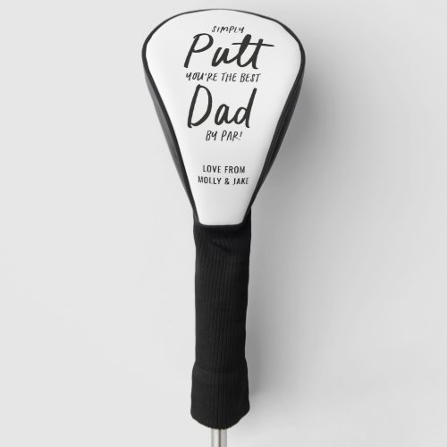 Golf dad modern black white typography funny chic golf head cover