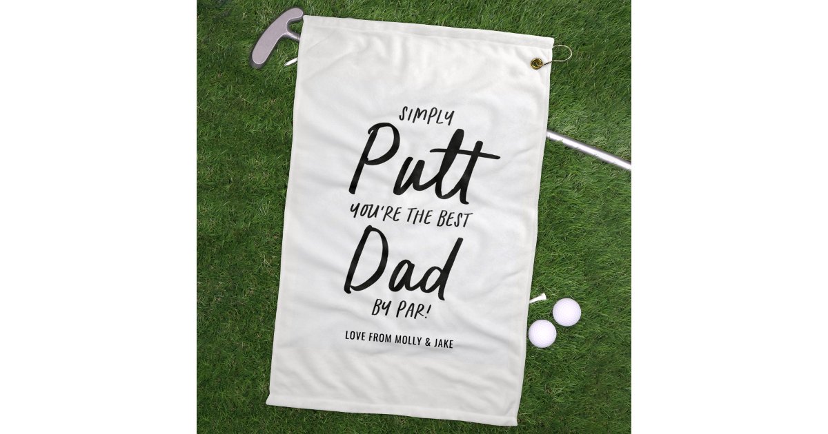 Golf dad modern khaki green typography funny golf  golf towel