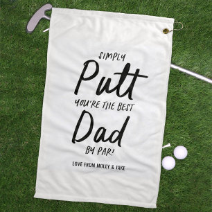 Golf dad modern black white typography funny towel
