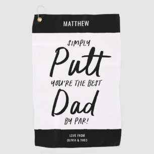 Golf dad modern black white typography funny towel