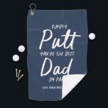 Golf dad modern bright blue typography funny golf  towel<br><div class="desc">Golf dad modern bright blue typography funny best dad by par. Ideal Christmas,  birthday,  Fathers day gift for him.</div>