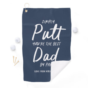 Golf dad modern bright blue typography funny golf  towel