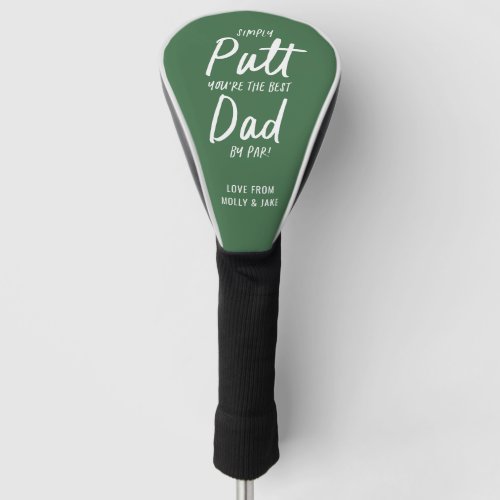 Golf dad modern green typography funny chic golf head cover