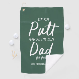 Golf dad modern green typography funny golf  towel