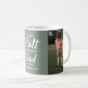Golf dad modern khaki green typography funny photo coffee mug