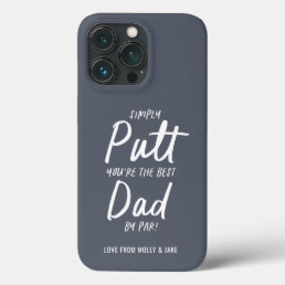 Golf dad modern navy blue typography funny chic iPhone 13 pro case