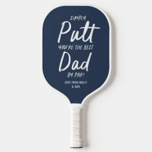 Golf dad modern navy blue typography funny golf pickleball paddle