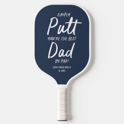 Golf dad modern navy blue typography funny golf  pickleball paddle