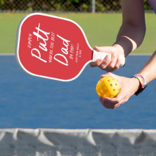 Golf dad modern red typography funny golf pickleball paddle