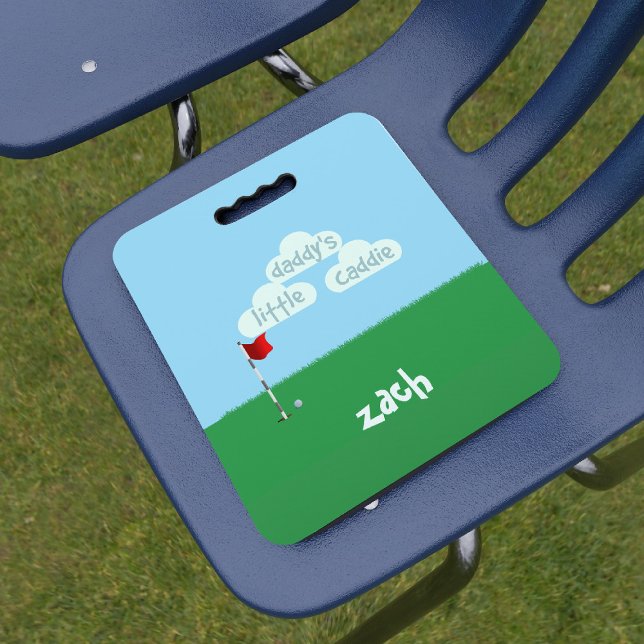 Golf Daddy's Little Caddie Kids Stadium Cushion (A cute kids seat cushion for your future golfing champion (currently carrying your clubs) Add a name)