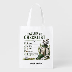 Golf Daily Life Funny Checklist Collection Grocery Bag