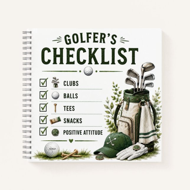 Golf Daily Life Funny Checklist Notebook (Front)