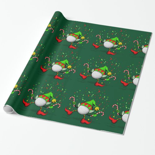 Golf Dancing Christmas Elf Wrapping Paper