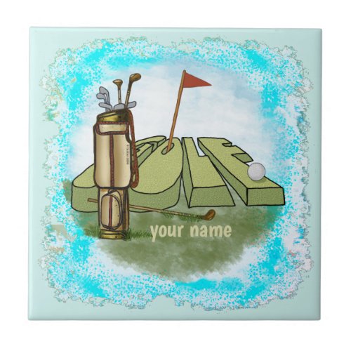 Golf Day custom name gift box  Ceramic Tile