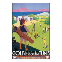 Golf de La Soukra Tunis Vintage Travel Poster
