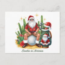 Golf Desert Christmas Cactus Santa Claus Golfer
