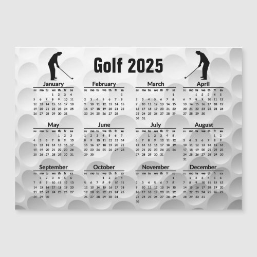 Golf Design 2025 Calendar Magnetic Card